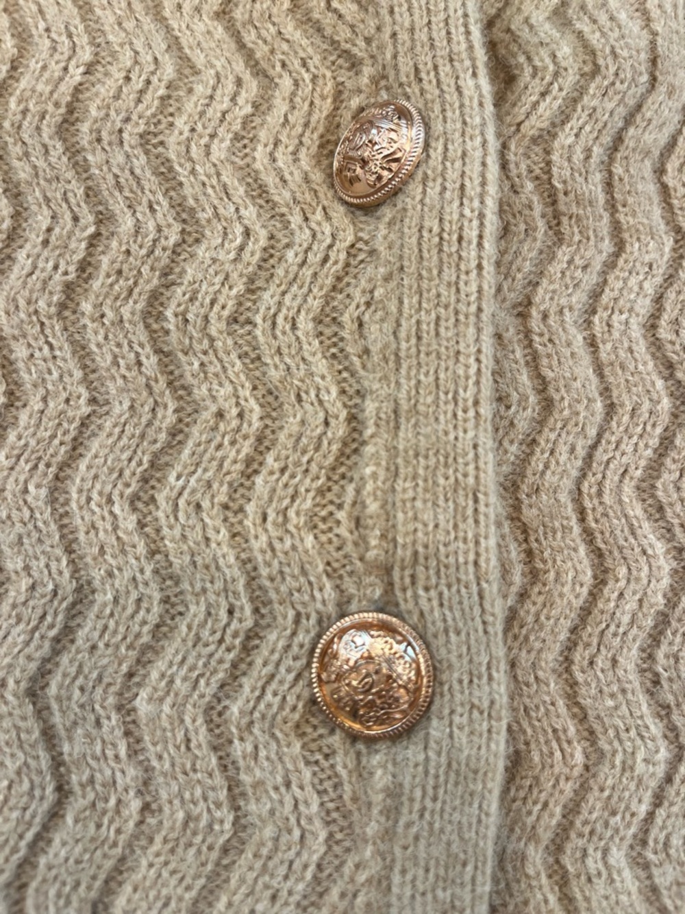 Camel Knit Cardigan with Gold Buttons - Picture 6 of 9